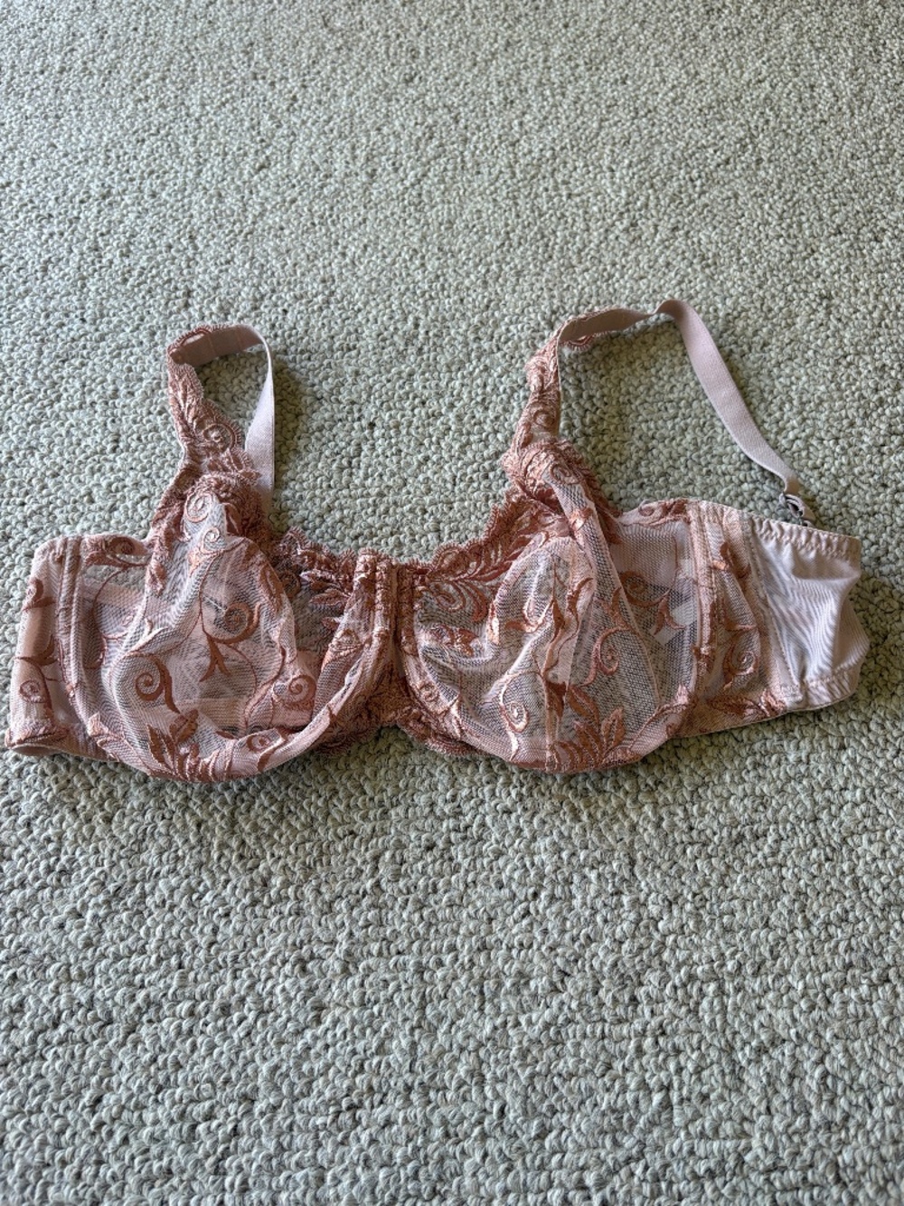 Soma Sensuous Lace Unlined Bra 36DDD Nude Full Coverage Underwire